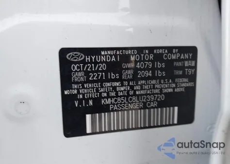 2020 Hyundai Ioniq Hybrid Sel from USA, damaged, VIN KMHC85LC8LU239720